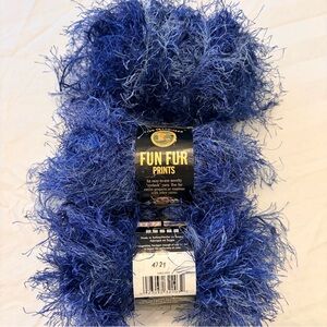 3 skeins Lion Brand Fun Fur Prints Yarn Indigo